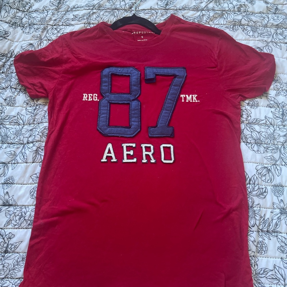 Aeropostale Crimson Tee with Navy Graphic